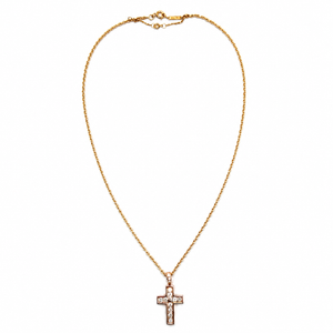 Cartier - Collier Pendentif Croix - Or jaune et Rose - Diamants