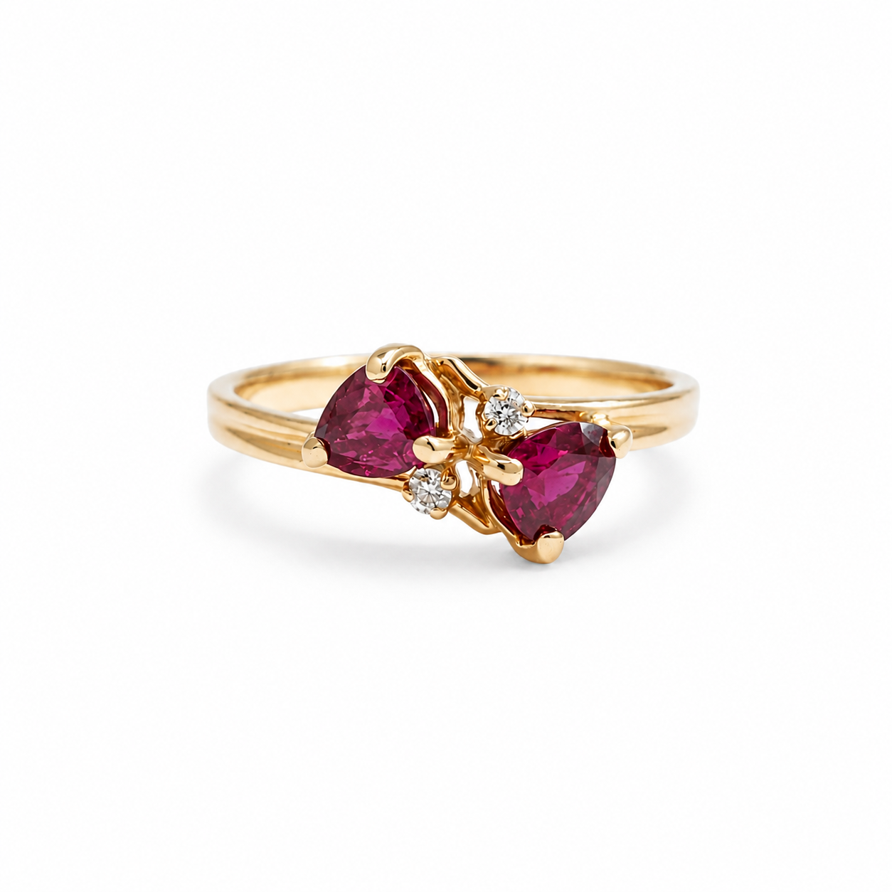 Bague Toi & Moi - Or Jaune - Rubis et Diamants
