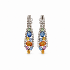 Boucles d’oreilles Or blanc Saphirs et Diamants