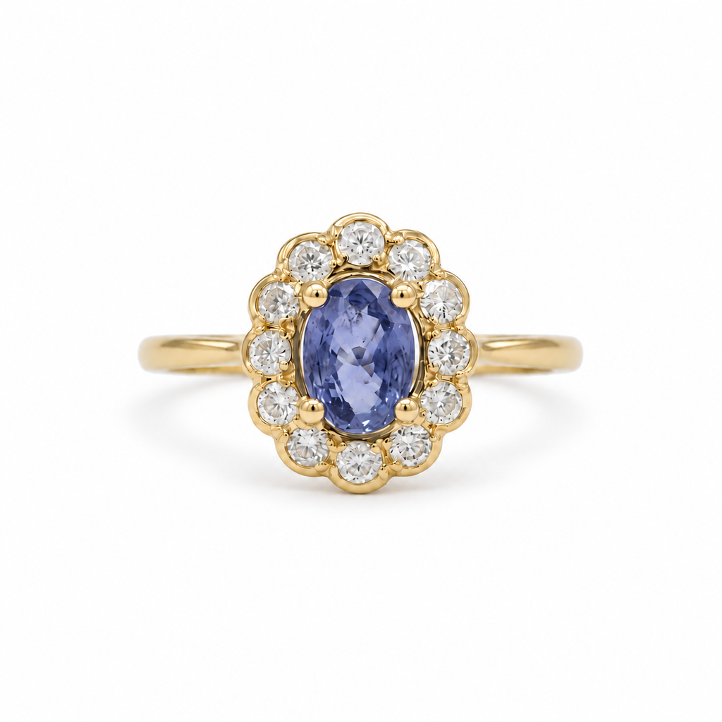 Bague Marguerite Or jaune Saphir et Diamants