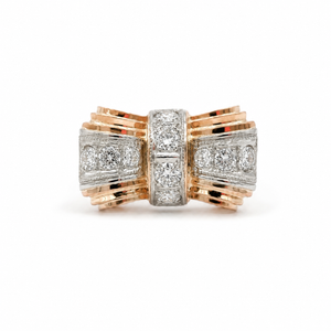 Bague Tank - Forme Noeud - Or Rosé et Diamants