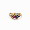 Ring - Yellow Gold - Sapphire, Ruby and Diamonds