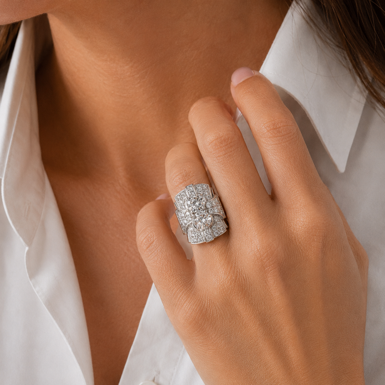 Art déco - Bague Platine - Diamants 3,72 carats