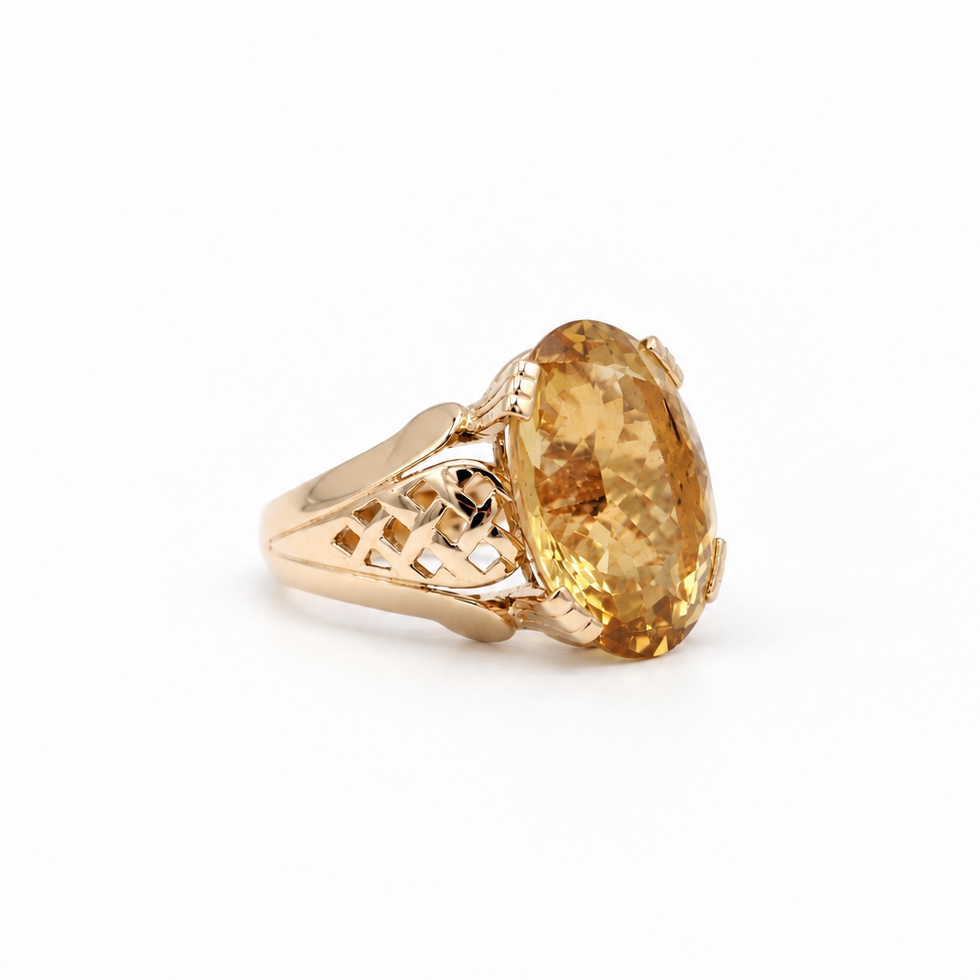 Bague Or rosé - Citrine Ovale