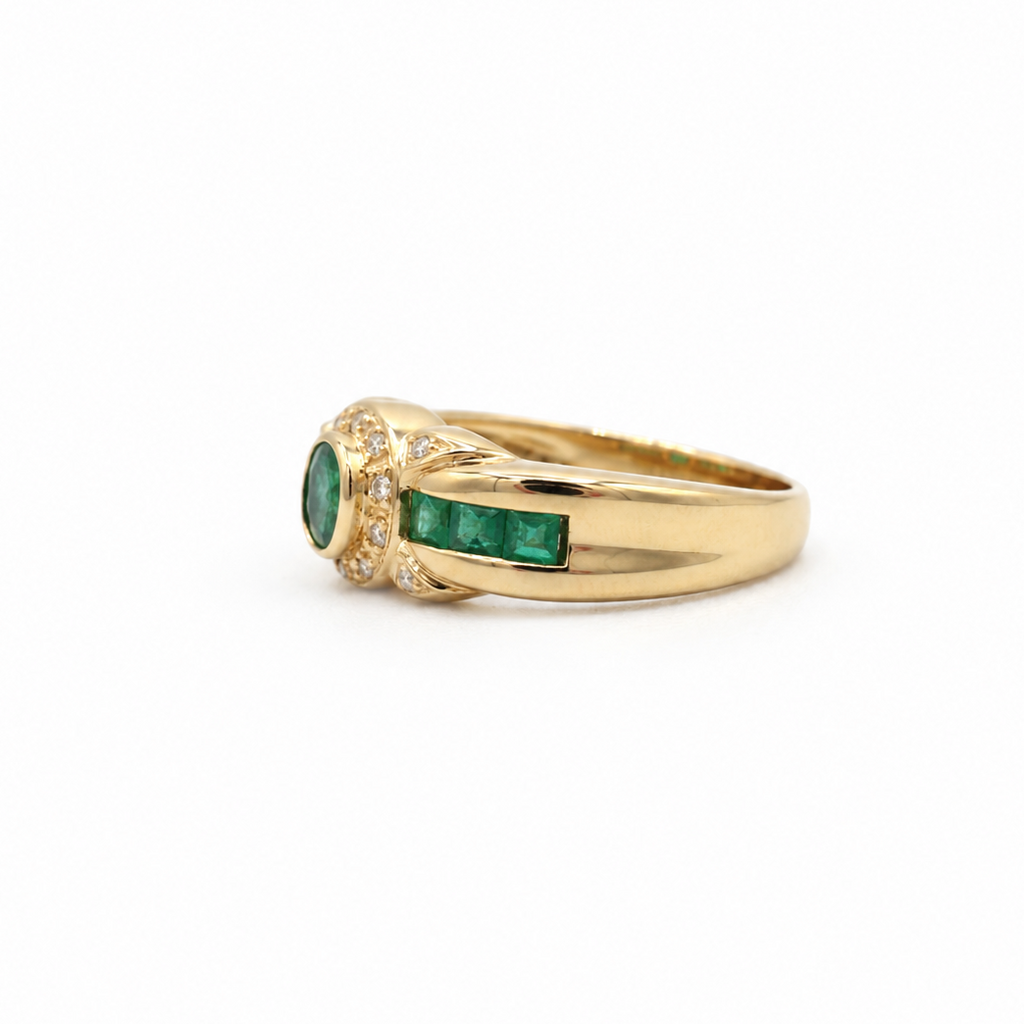 Bague Or jaune - Emeraudes et Diamants