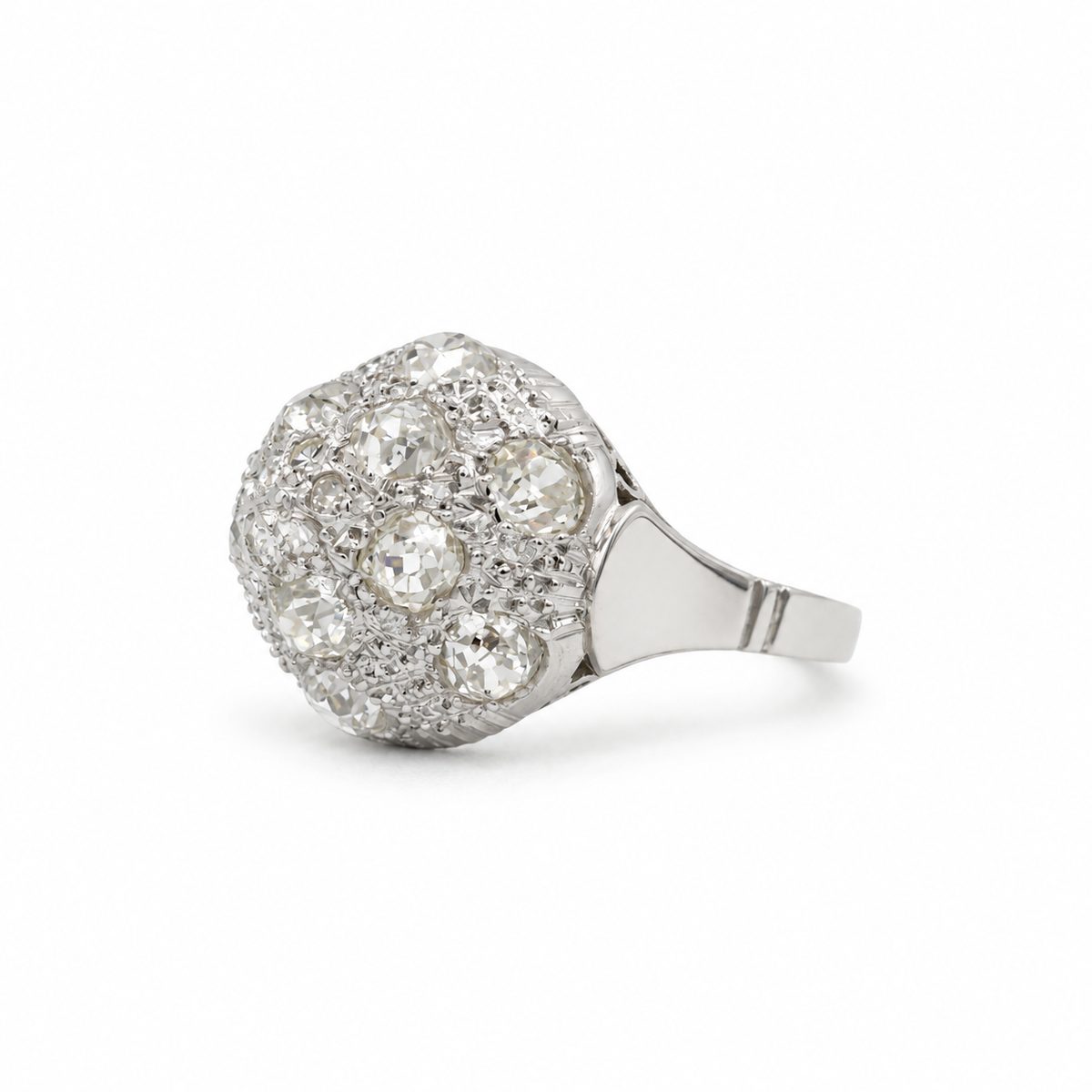 Art déco - Bague Or blanc, platine et diamants