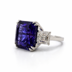 Bague Tanzanite 11,92 carats et Diamants - Certificat ALGT et GIA