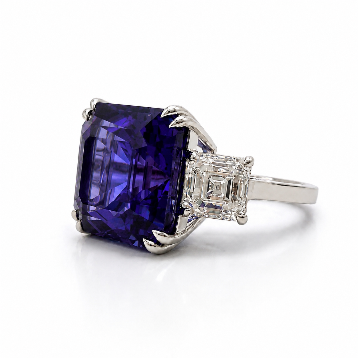 Bague Tanzanite 11,92 carats et Diamants - Certificat ALGT et GIA