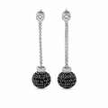 Drop Earrings - White Gold - White and Black Diamonds