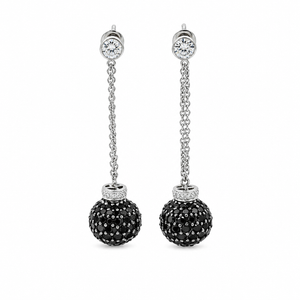 Drop Earrings - White Gold - White and Black Diamonds