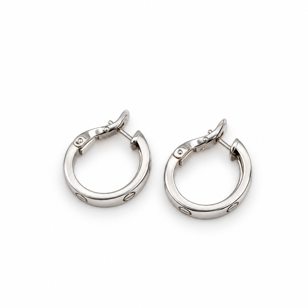 Cartier - Boucles d’oreilles Créoles - LOVE - Or blanc