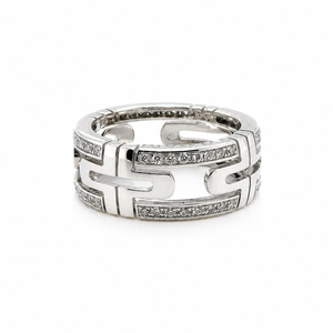 Bulgari - Bague or blanc et diamants - Modèle Parentesi