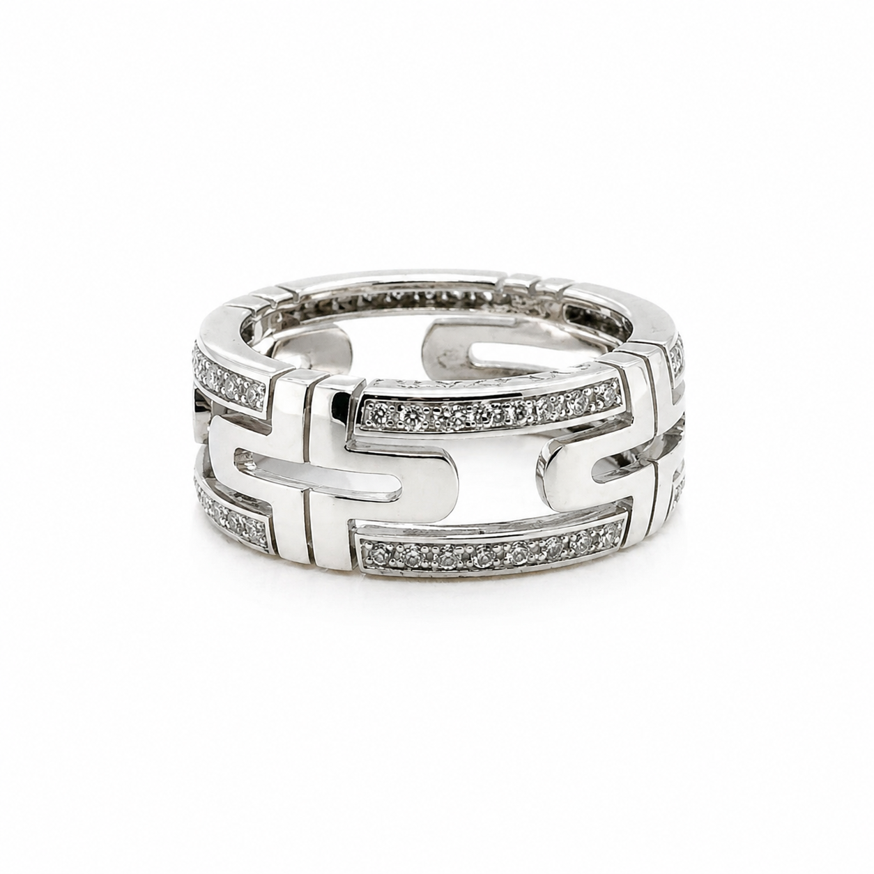 Bulgari - Bague or blanc et diamants - Modèle Parentesi