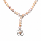 Pink Cultured Pearl Necklace - White Gold