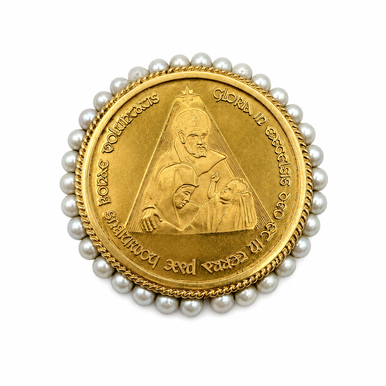 Médaille Religieuse Vintage Or jaune - Perles de culture
