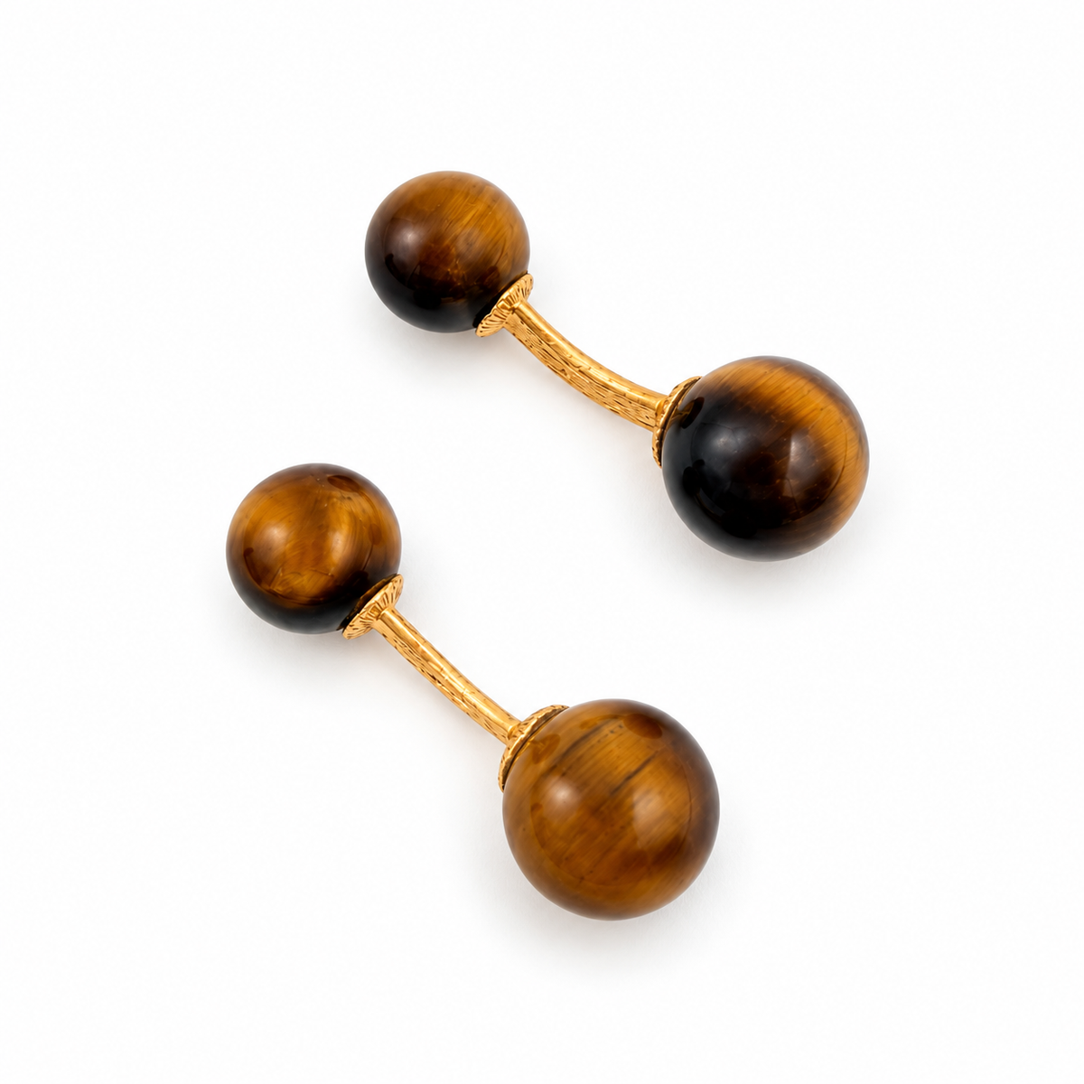Boutons de manchette Or jaune œil de tigre