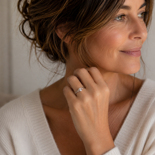 Bague - Or blanc - Diamant