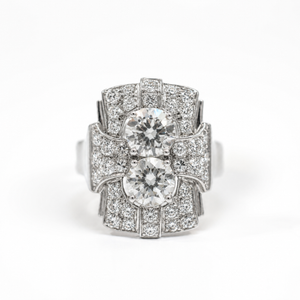 Art déco - Bague Platine - Diamants 3,72 carats