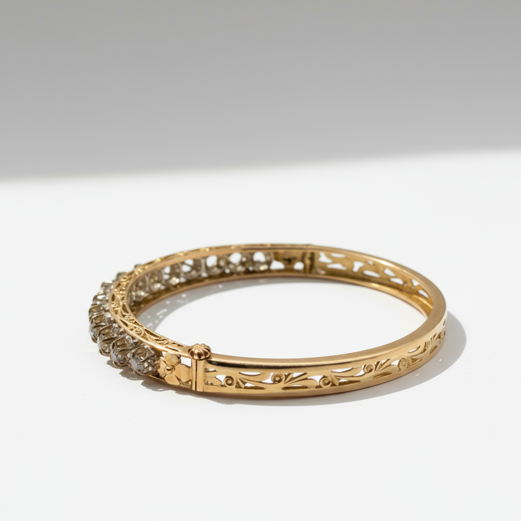 Vintage Gold Bangle Bracelet - Circa 1950
