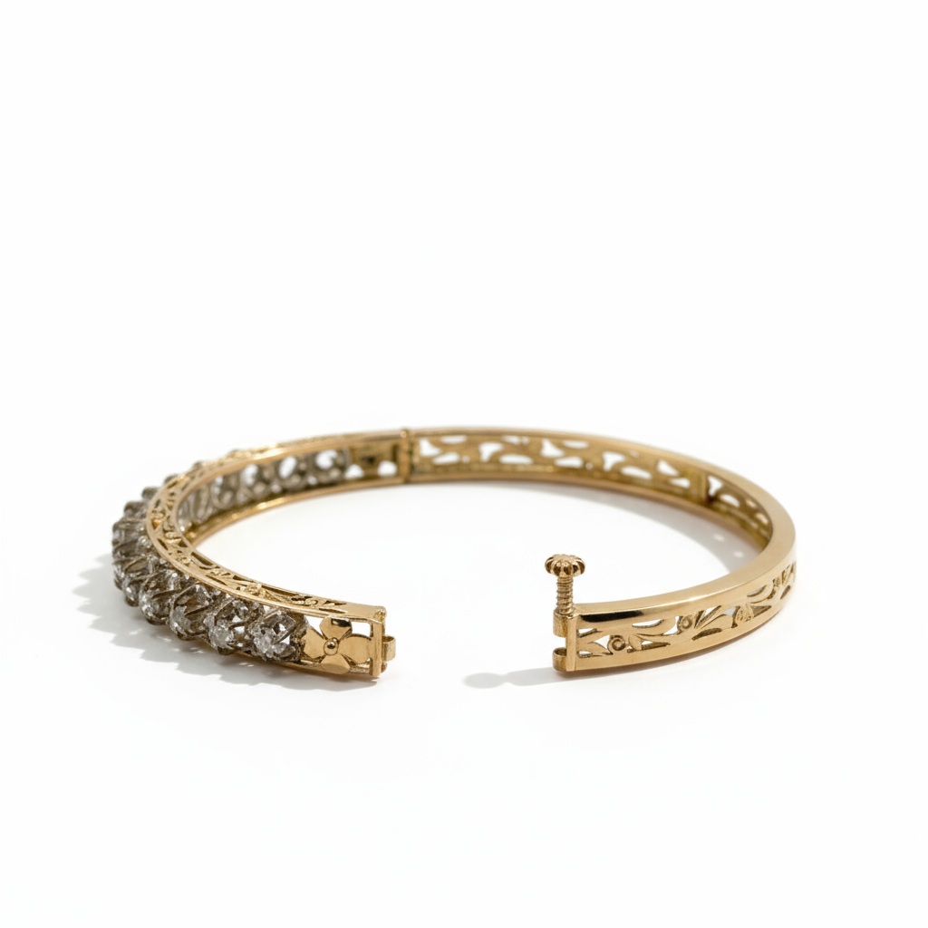 Vintage Gold Bangle Bracelet - Circa 1950