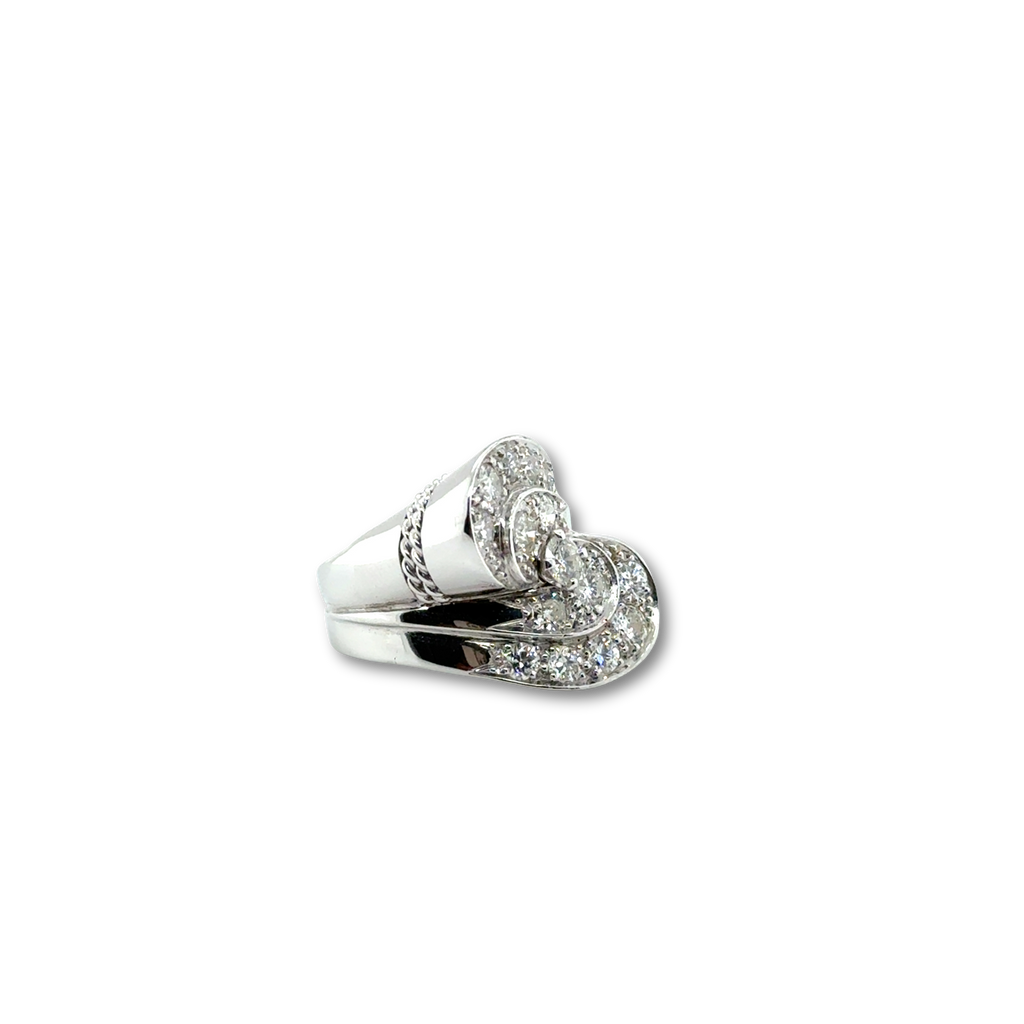 Bague Rétro Or Blanc et diamants - 1,28 carats