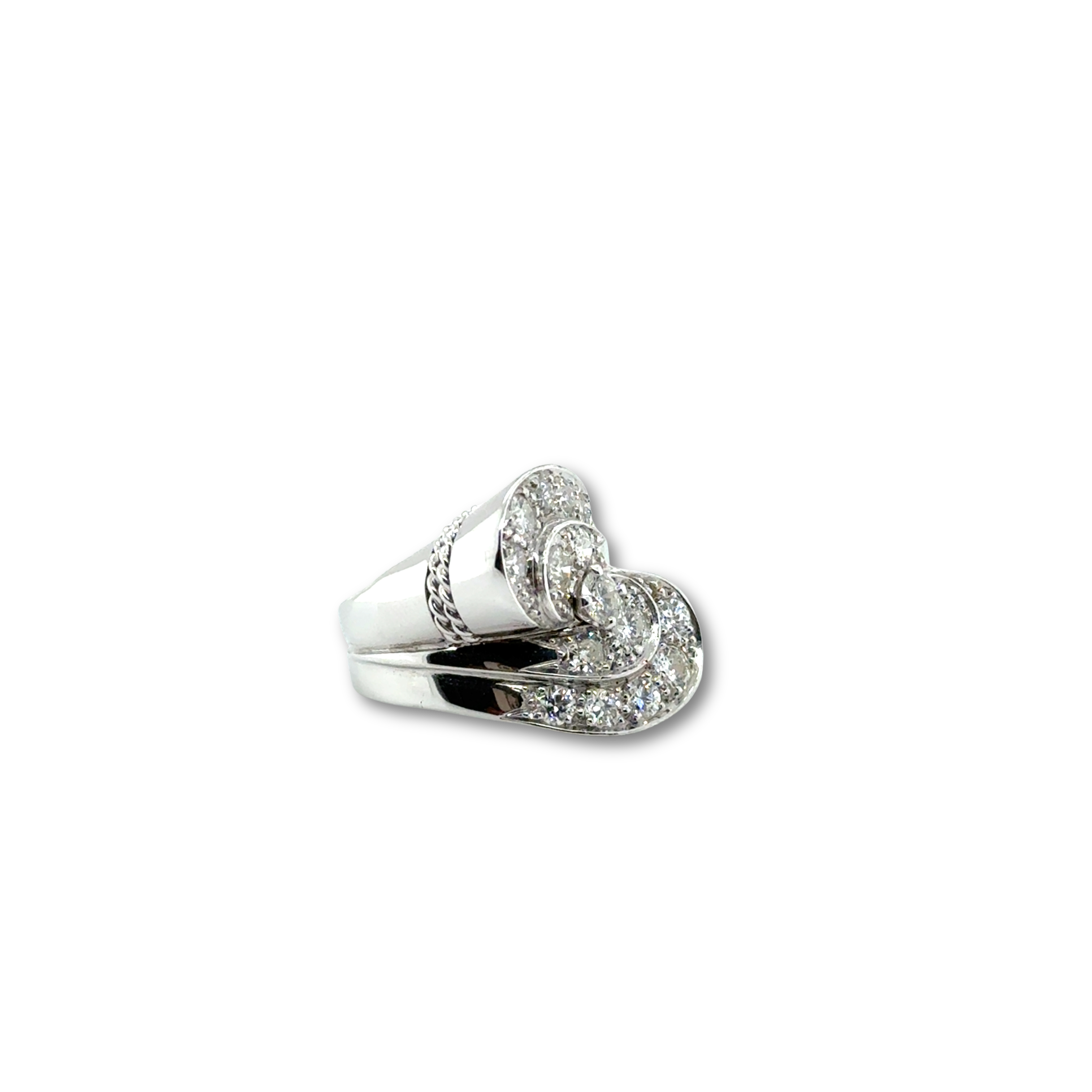 Bague Rétro Or Blanc et diamants - 1,28 carats