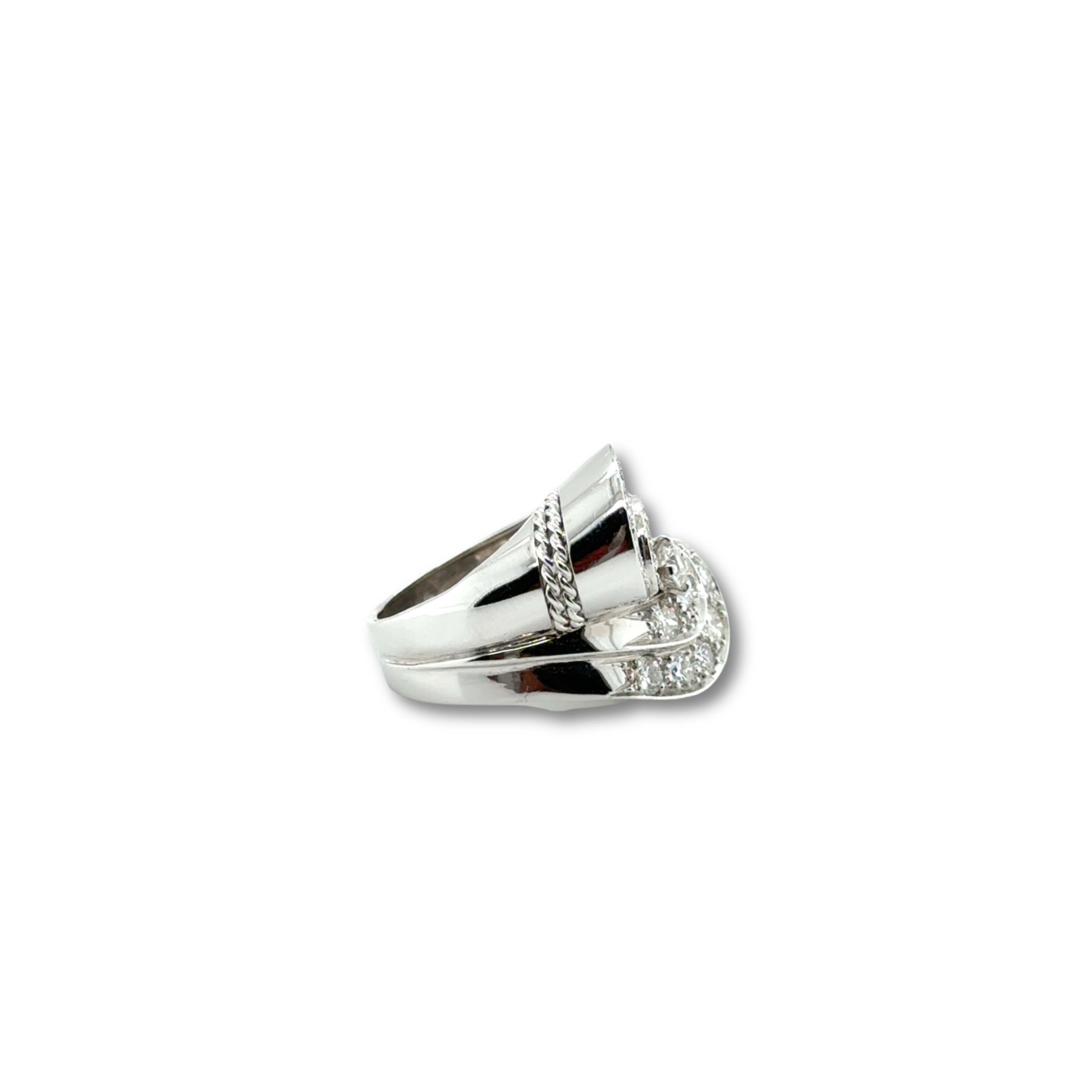 Bague Rétro Or Blanc et diamants - 1,28 carats