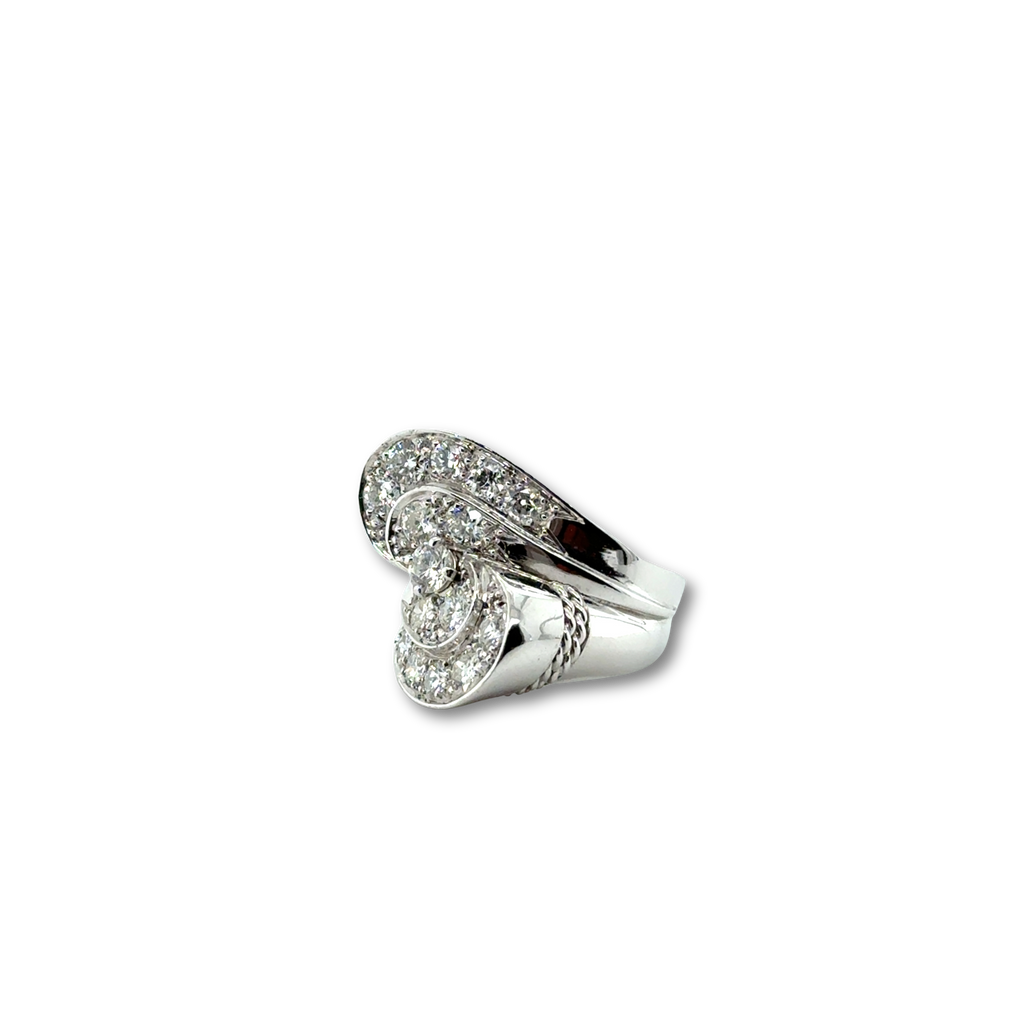 Bague Rétro Or Blanc et diamants - 1,28 carats