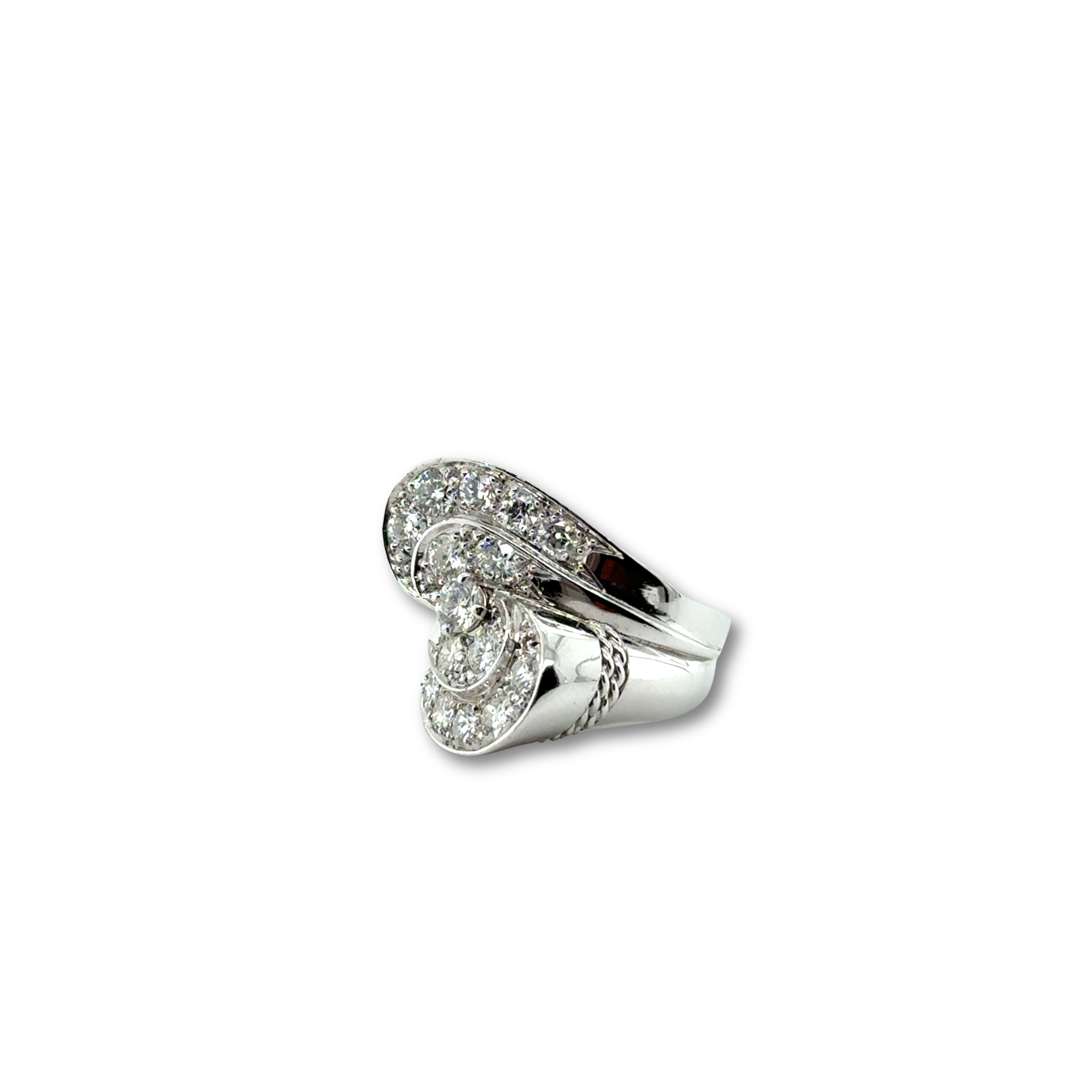 Bague Rétro Or Blanc et diamants - 1,28 carats