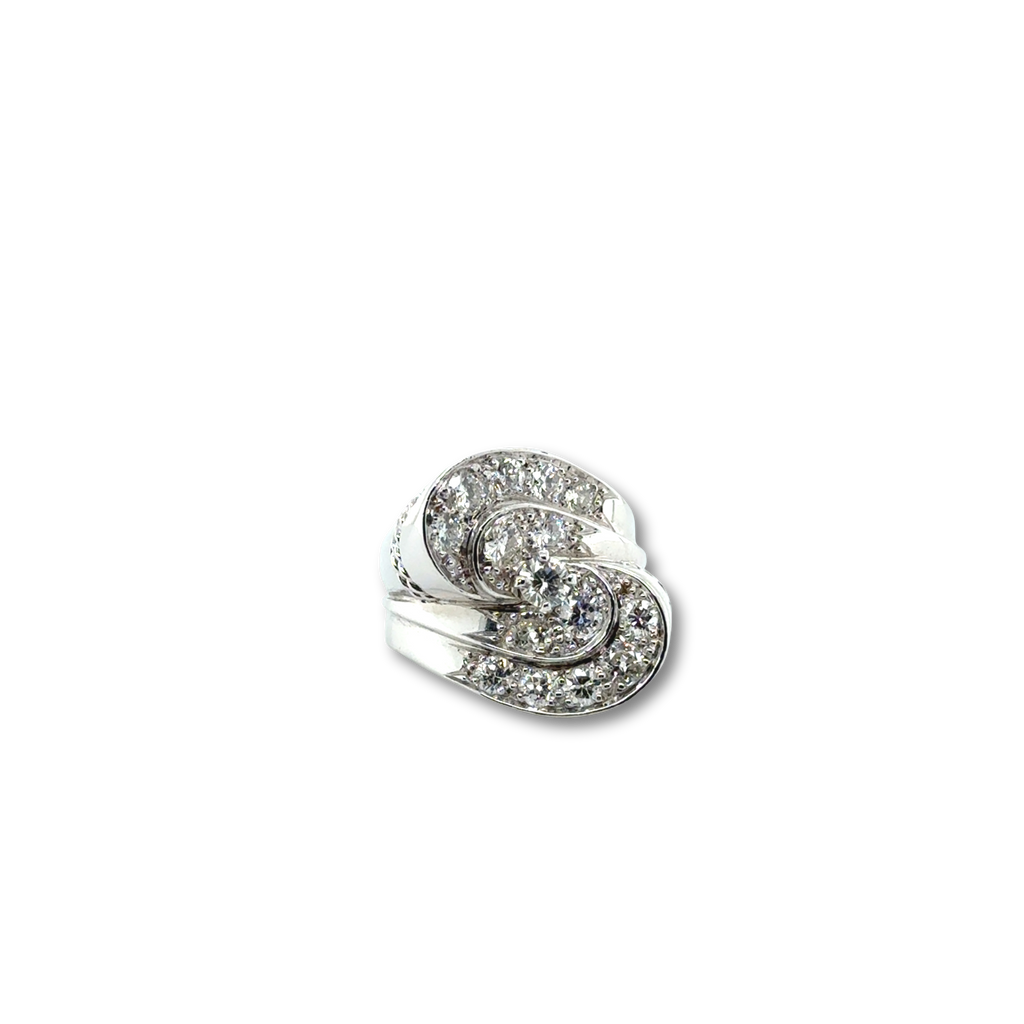 Bague Rétro Or Blanc et diamants - 1,28 carats