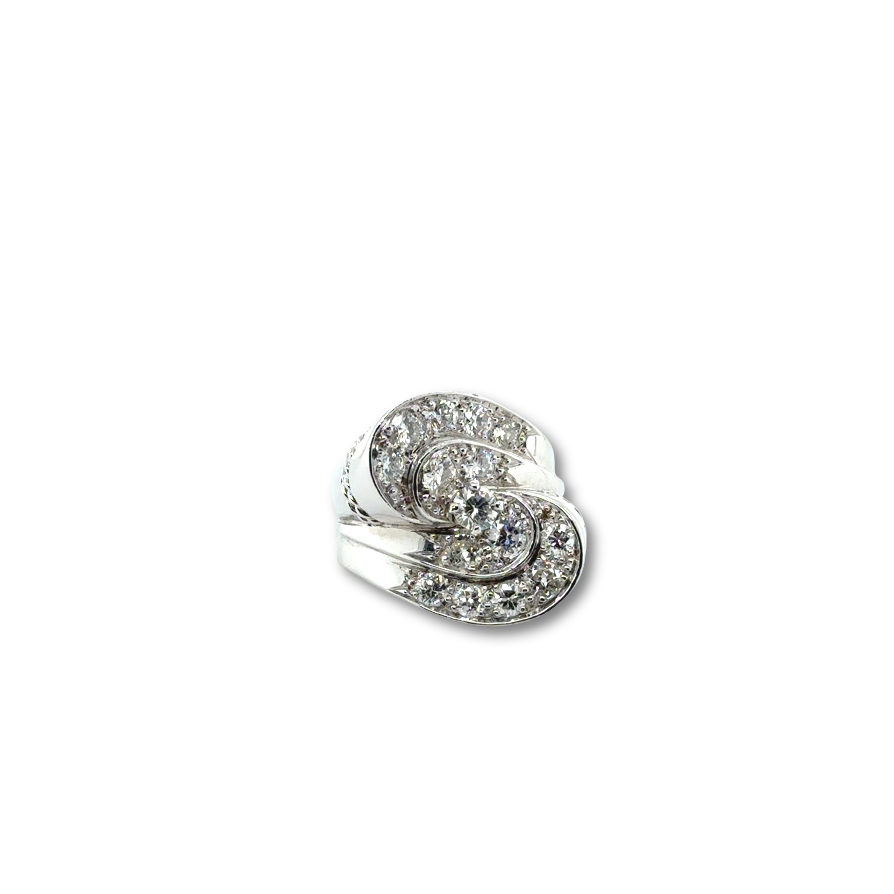 Bague Rétro Or Blanc et diamants - 1,28 carats