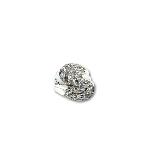 Bague Rétro Or Blanc et diamants - 1,28 carats
