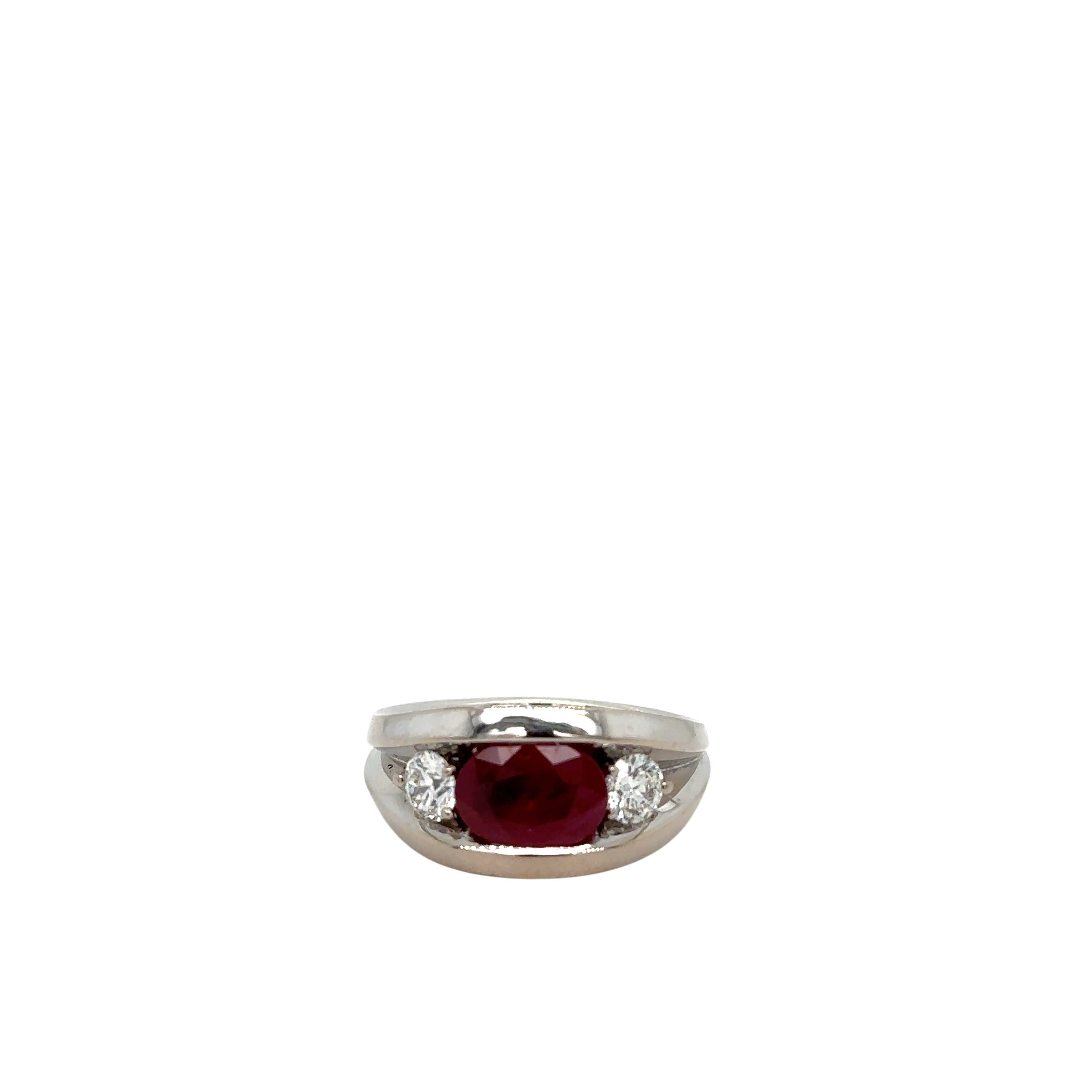 White Gold Ring with Ruby and Diamonds