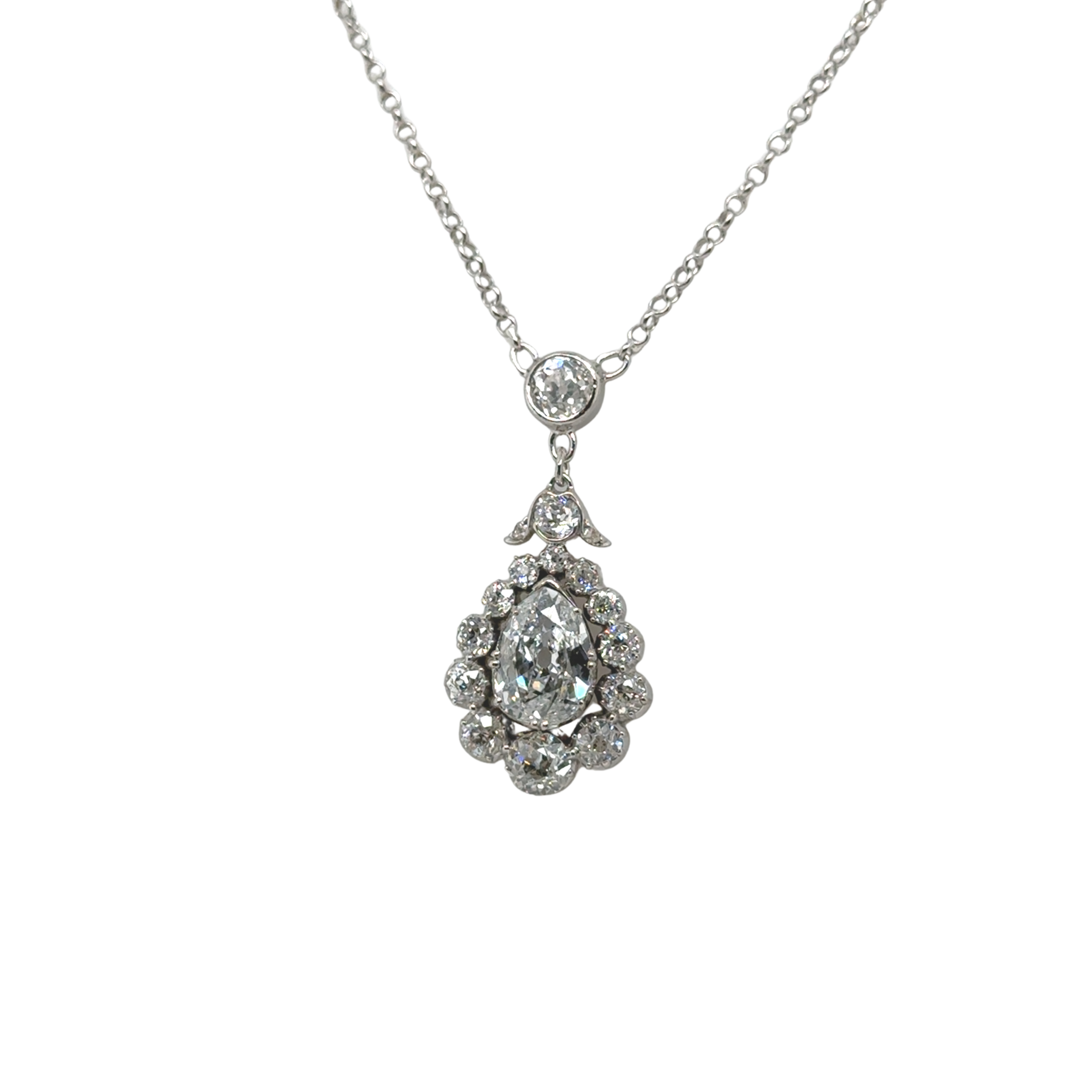 Pendentif Or blanc et Diamants - Époque 1900