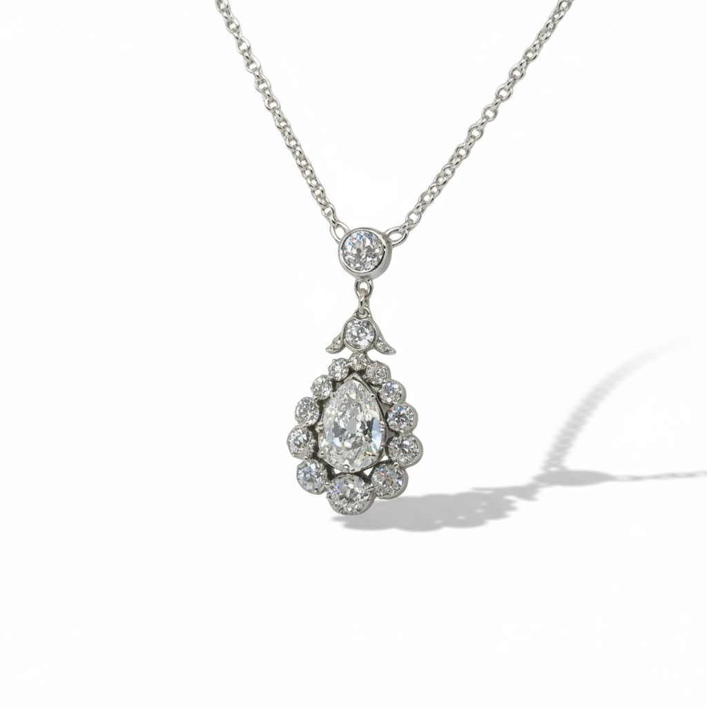 Pendentif Or blanc et Diamants - Époque 1900