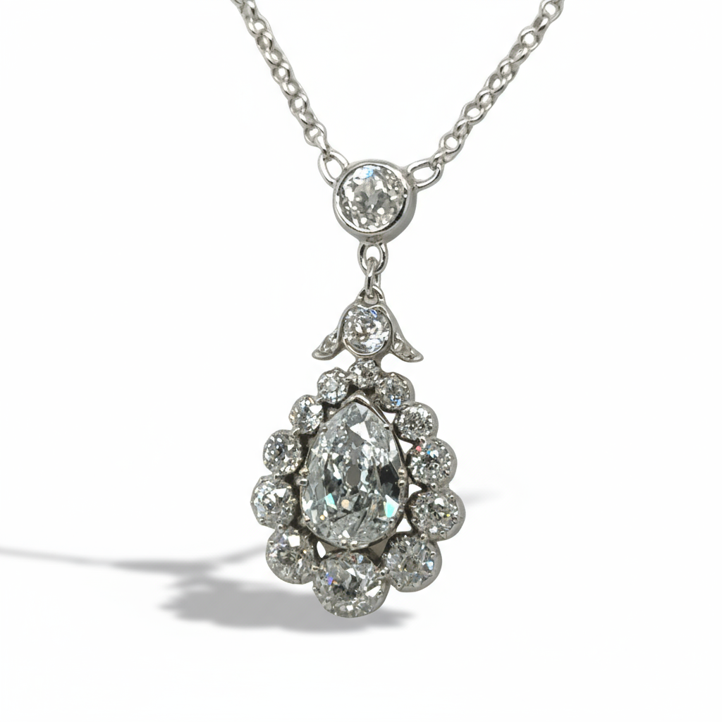 Pendentif Or blanc et Diamants - Époque 1900