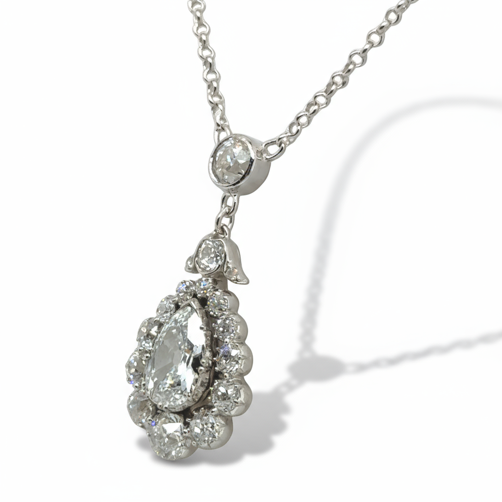 Pendentif Or blanc et Diamants - Époque 1900