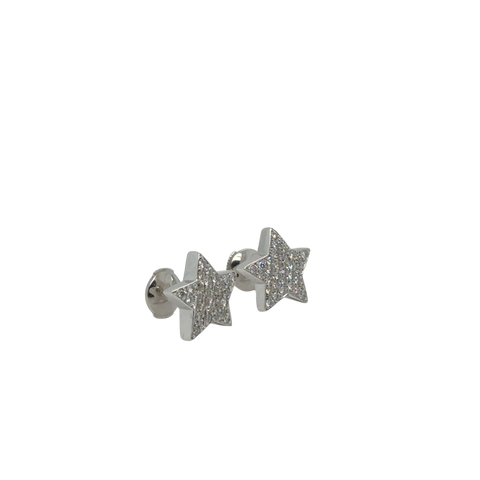 Pair of Star Earrings - White Gold and Diamonds