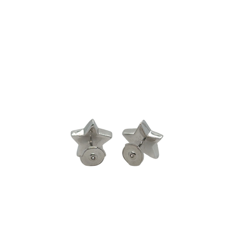 Pair of Star Earrings - White Gold and Diamonds
