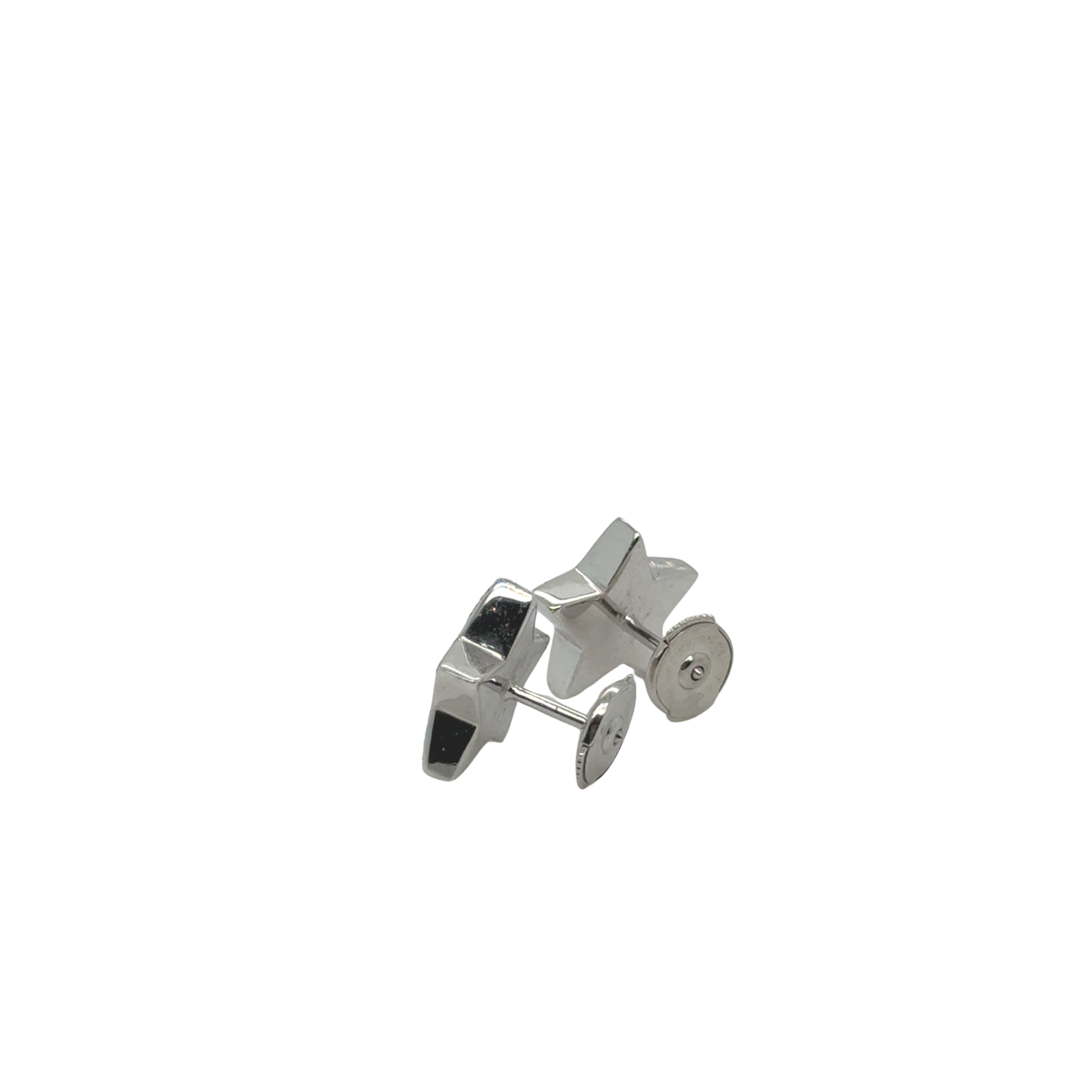 Pair of Star Earrings - White Gold and Diamonds