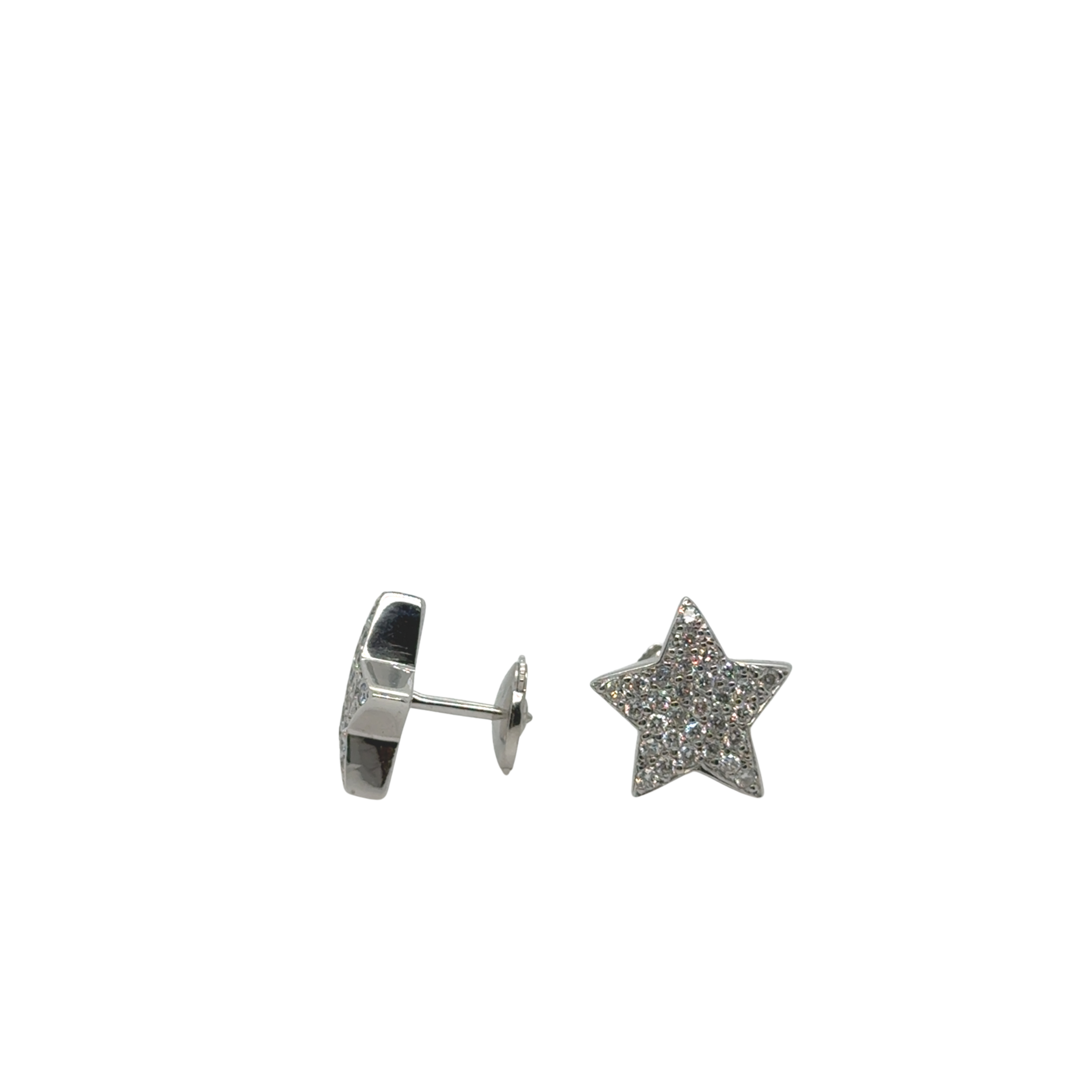 Pair of Star Earrings - White Gold and Diamonds