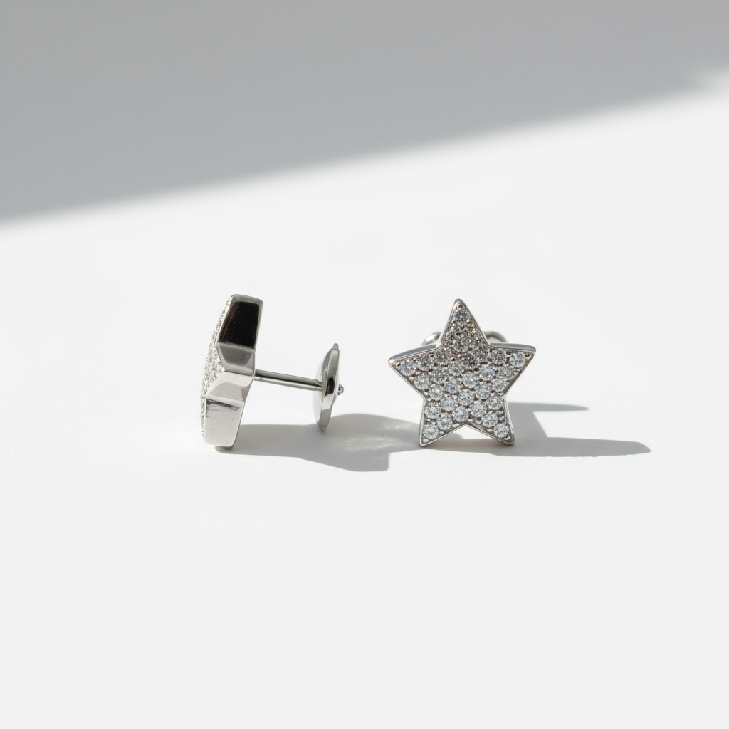 Boucles d’oreilles Étoile - Or blanc et Diamants