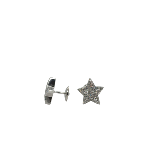 Pair of Star Earrings - White Gold and Diamonds