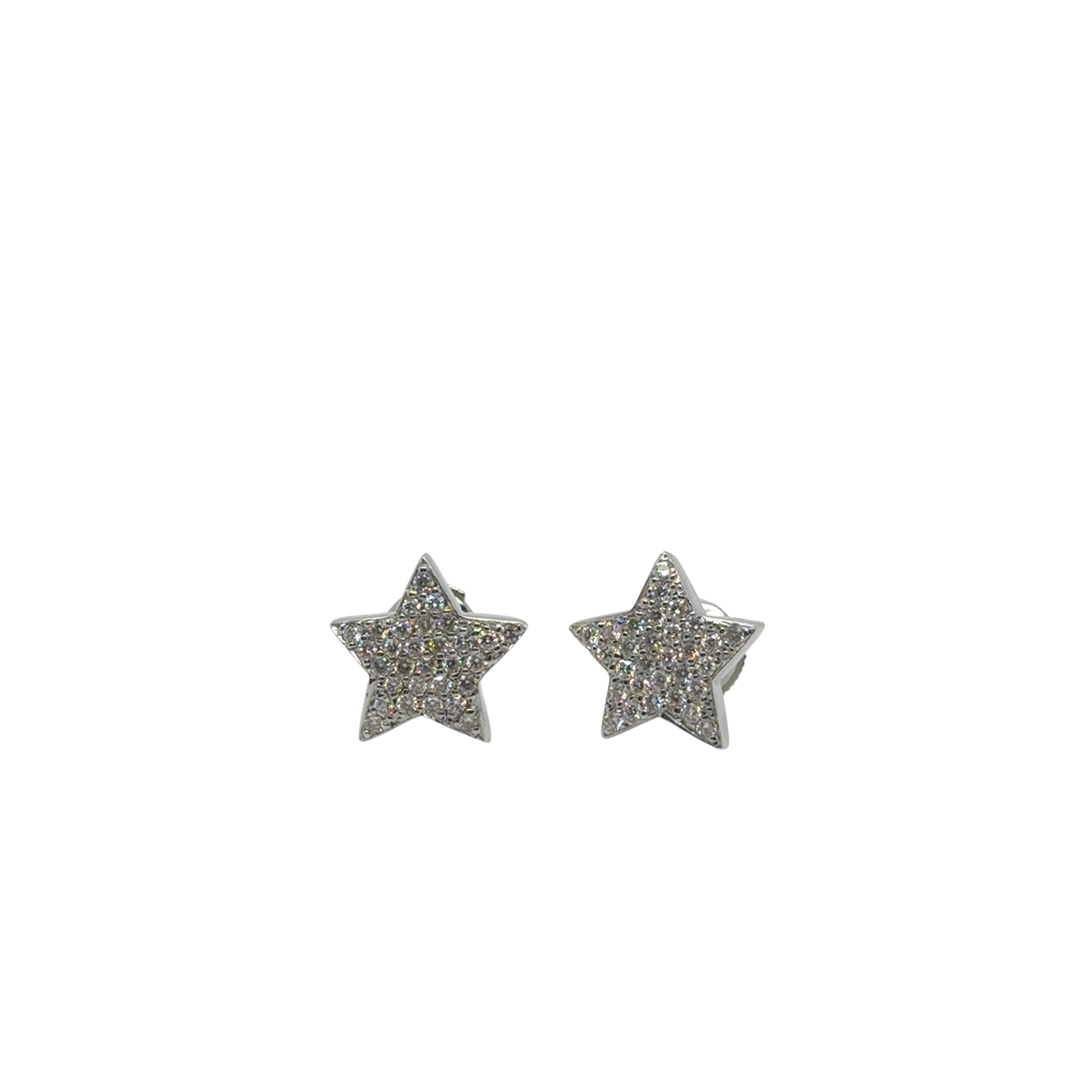 Pair of Star Earrings - White Gold and Diamonds