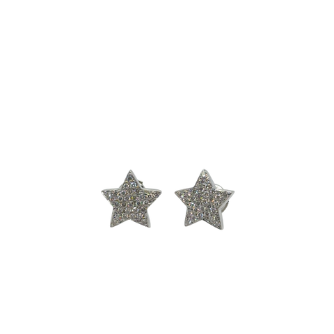 Pair of Star Earrings - White Gold and Diamonds