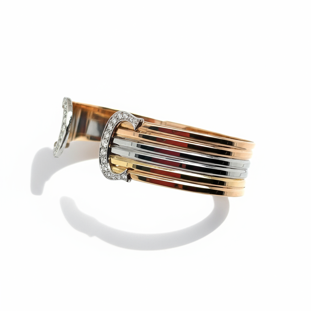 Cartier - bracelet 3 ors - modèle double C avec diamants