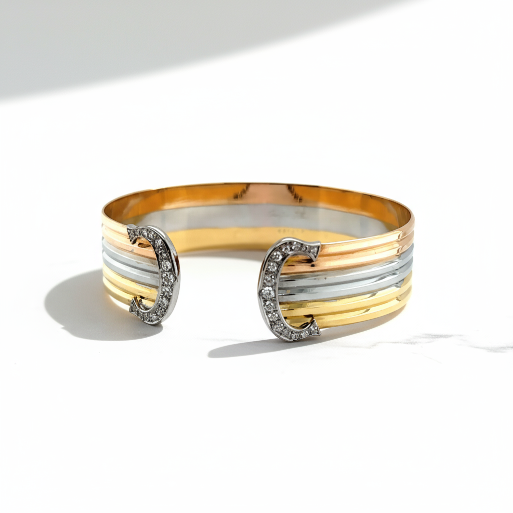 Cartier - bracelet 3 ors - modèle double C avec diamants