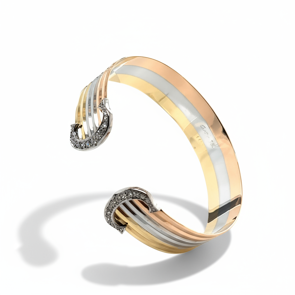 Cartier - bracelet 3 ors - modèle double C avec diamants