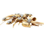 Broche Fleur - Or Jaune et Diamants - Epoque 1940