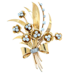 Broche Fleur - Or Jaune et Diamants - Epoque 1940
